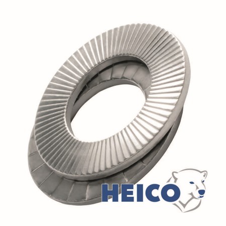 Heico-Lock Wedge Lock Washer, For Screw Size 27 mm Steel, Zinc Flake Finish, 50 PK HLS-27